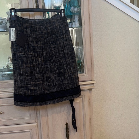 Prada Blue and Tan Wool Pencil Skirt - Picture 3 of 17